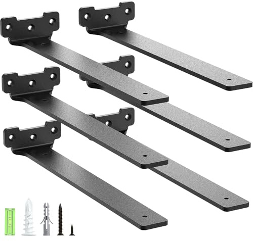 Yeabett 6 Stück Regalhalter 30cm, Schwerlast Regalwinkel | Metall Regalträger mit Schrauben | 70 kg Tragkraft | für die Wandmontage | einfache Montage | stabil | Schwarz