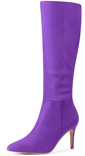Allegra K Stivali alti al ginocchio da donna con tacco a spillo, Viola, 38.5 EU