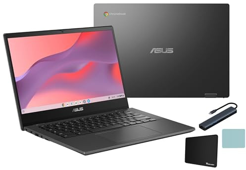 ASUS CM14 Chromebook 14 inch FHD Display Laptop, MediaTek Kompanio 520 Processor, 4GB Memory, 64GB eMMC, Media Card Reader, Gravity Gray, Chrome OS with TGY Accessories