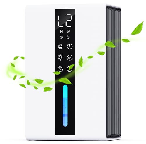 KIMBONNI Deshumidificador 1,8L, Deshumidificador Eléctrico, con Apagado Automático y Descongelación, Temporizador 48H, Ultra Silencioso, Luz Nocturna de Colores, para Baño de Apartamento, Sótano