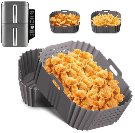 FJNATINH 2 Stück Airfryer Zubehör für Ninja Double Stack XL SL400EU 9.5L,Reusable Ninja Airfryer Accessories(Grau)