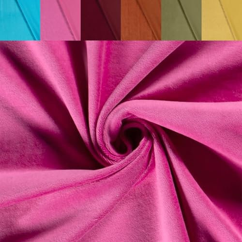 Nicki Stoff Meterware - Samtstoff stretchig - weicher Fleece - Nicky Velour - Nikistoff - Velourstoff - kuschelig weich *Ab 50cm, Farbe: 014 pink