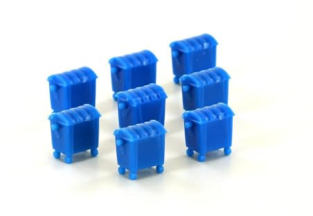 LEMKE Minis 81523274-8er Set Mülltonnen, groß, blau - Spurweite N