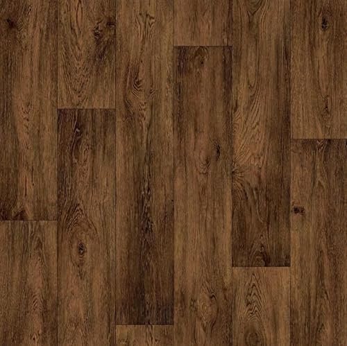 Generic Lino Vinyl Flooring Anti Slip Dark Brown Natural Rustic Wood Effect 2m x 3m