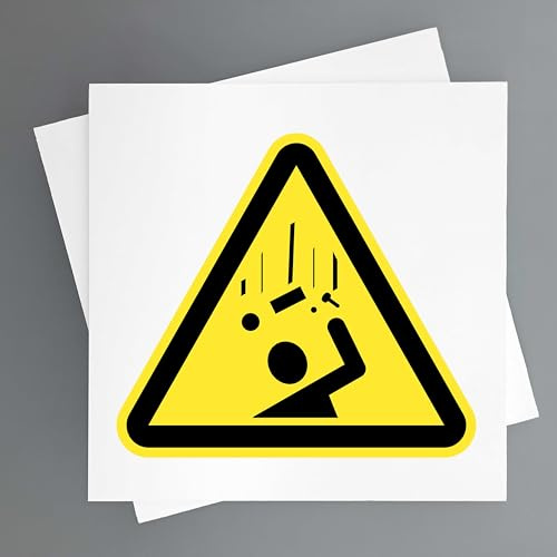 Segnale di pericolo per oggetti, 2 pezzi, 19 x 19 cm, cartellino di avviso per sicurezza industriale e uso di DPI (caduta oggetti)