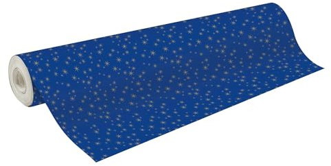 Clairefontaine 223916C - Rolle Geschenkpapier Tiny Rolls, platzsparend mit großer Länge 50x0,35m, Papier 80g, Sterne Gold, 1 Rolle