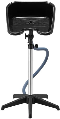 VEVOR Bac à Shampoing Portable, Lavabo Lave Cheveux avec Hauteur et Angle Réglables, Tuyau de Vidange, Évier de Salon Léger pour Laver Cheveux, Centre de Spa, Salon de Coiffure, Salon de Beauté, Noir