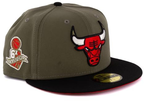 New Era Cap 59FIFTY Herren Basecap NBA Limited Edition (Chicago Bulls, Oliv/schwarz, 7 3/4)