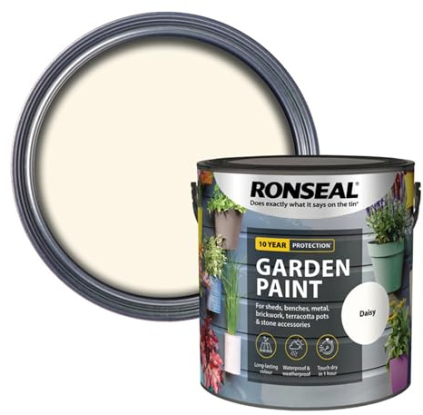 AOC24 Garden Fence Paint 2.5l – Multi-Surface Exterior Paint for Wood, Brick, Metal, Stone & Terracotta – Waterproof, Resists Fading, Matt Finish for Sheds, Fences, Garden Furniture Paint Daisy