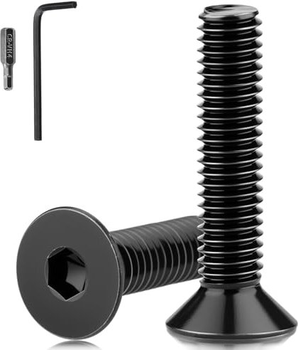 Mbsomnus 30 Pezzi Vite a Testa Svasata M6x30 mm Viti Acciaio Inox A2 V2A Viti a Testa Piatta con Esagono DIN 7991/ISO 10642 Bullone Testa a Brugola Nero Bulloni Meccanico per Mobili Garage Casa