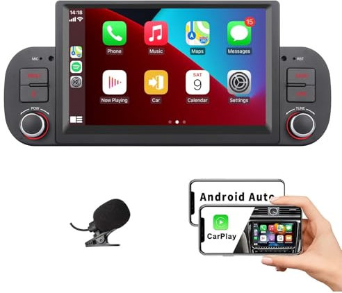 HLLECARMO Autoradio per Fiat Panda 2013-2020 7-Inch Wireless CarPlay & Android Auto,Bluetooth 5.0, Mirror Link, Touchscreen | RDS AM/FM, USB, DSP ad alta potenza, Subw EQ, SWC