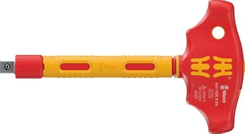 Wera 410 i VDE B RA Destornillador de adaptador de mango en T con aislamiento VDE con función de carraca para llaves de vaso de 3/8, 3/8 x 130 mm