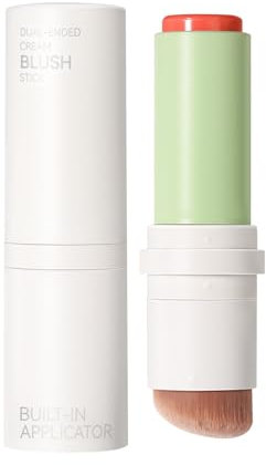 Cream Blush Stick mit Pinsel, Glatte Textur, Langanhaltende Farbe Cosmetic, 2-in-1 mehrseitiges Rouge, geeignet für Wangen Make up und Lippen Stain Schminke, 7g (04 BRIGHT ORANGE)