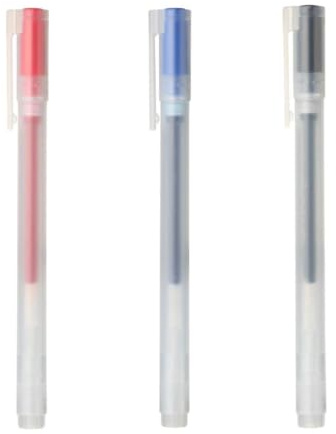 MUJI 無印良品 Gelschreiber mit feiner Spitze, 0,5 mm, schnelltrocknende Tinte, Blau, Schwarz und Rot (3)
