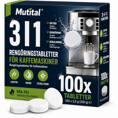 Mutital 100 Stück Reinigungstabletten für verschiedene Kaffeemaschinen | Kompatibel mit De'Longhi, Siemens EQ-Serie, Jura, Bosch,Philips，Effektive Reinigung und Entfernung von Kaffeerückständen
