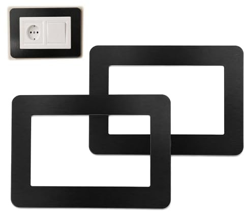 2 Pcs Double Socket Surround, Light Switch Surround Cover Plates Double Light Switch Cover Protector Plates Self Adhesive Plug Socket Decorative Frame for Wall Sockets and Switches