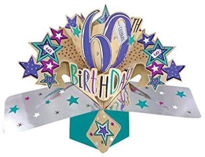 Happy 60th Birthday Pop-Up Grußkarte Original Second Nature 3D Pop up Karten