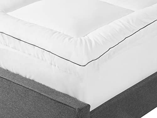 Mattress Topper EU King Size Bed 160 x 200 cm Satin Trimming Japara Cotton White Mulhacen