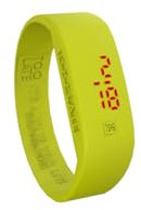 Too Late LED ORIGINAL Unisex Digital Led Ultra Light Silikon Uhr - Datum & Zeit - (L, Fluo Gelb)