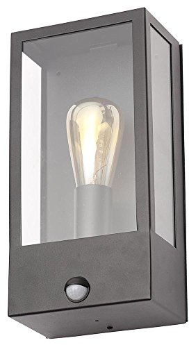 LITECRAFT Edgworth Wall Light Outdoor Box Lantern with PIR Motion Sensor - Black