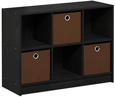 Furinno Estantería Básica De 3X2 con Contenedores, Americano / Marrón Medio