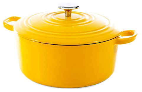 BK Cookware Cocotte en Fonte Émaillée avec Couvercle, adapté à tous les types de cuisinières, induction et four, 28 cm / 6.7L, Jaune Ensoleillé