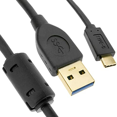 BeMatik - Cable USB-C 3.1 Macho a USB-A 3.1 Macho de 20 cm con ferritas y Conectores Dorados