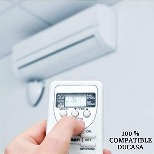 Mando Aire Acondicionado Compatible con DUCASA + Soporte + Pilas – Mando a Distancia para Aire de reemplazo para DUCASA.