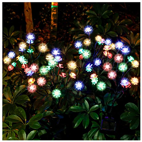 TONULAX Lampes solaires de jardin – Lampes solaires pour arbre de paysage avec plus grande capacité solaire, lampes solaires décoratives d'extérieur pour allée, terrasse, décoration de cour avant (lot
