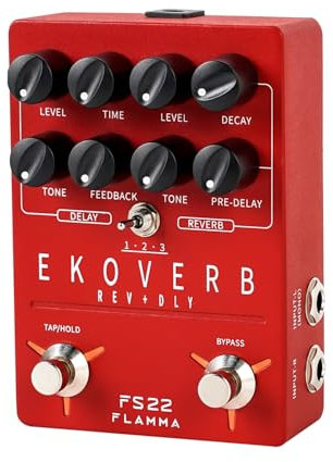 FLAMMA FS22 Pedale Stereo Delay Riverbero Chitarra 3 Coppie Effetti Reverse Delay Shimmer Reverb Tap Tempo Funz Freeze Trail On