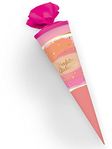 Trötsch Geschenkverpackung Geschenk Zuckertüte Schultüte Herzlichen Glückwunsch rosa und rot: Geschenkform Geschenkverpackung