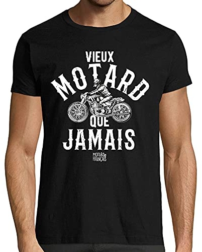 T-Shirt Humour Vieux Motard, idée Cadeau Tshirt Moto, Coupe ajustée, 100% Coton