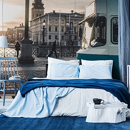 Muralo Fotomural autoiluminante, 315 x 210 cm, juvenil, diseño de calles en 3D