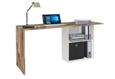 Dmora - Schreibtisch Raimondo, linearer PC-Schreibtisch, Mehrzweck-Bürotisch, platzsparender Schreibtisch, 100 % Made in Italy, 110 x 50 x 75 cm, glänzendes Weiß und Ahorn