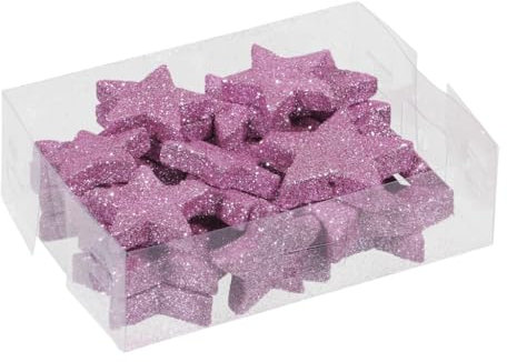 MIJOMA Streudeko 3D-Glitzersterne Glitzer-Sterne Streusterne Tischdekoration, Elegante und Moderne Dekoration für Weihnachten, Geburtstag, Hochzeit, Silvester (Größen: 4/5 cm - 24 Stück, Rosa)