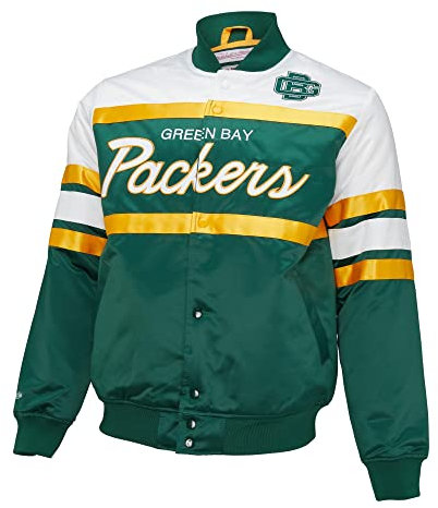 Mitchell & Ness NFL Special Script Heavyweight Satin Jacket - Green Bay Packers, M