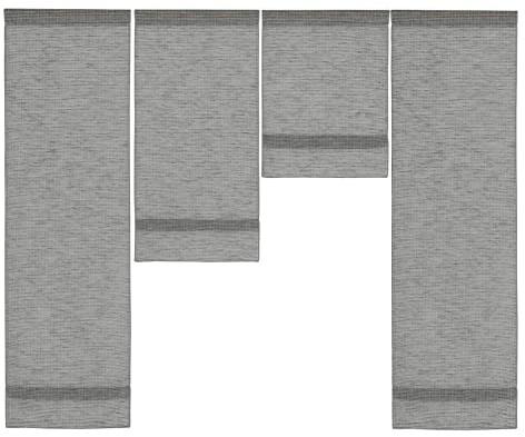 Design Mini Flächenvorhang Set grau kariert | 4050-04 | 4 Teile | Scheibengardine Gesamtbreite 120cm (4x30cm) Höhe 80/60/40/80cm |