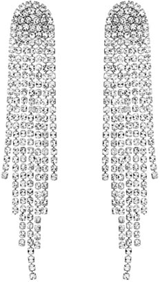 Uongeod Wasserfall Ohrringe Bridal Quaste Ohrringe Boho Strass Ohrringe für Frauen Mädchen