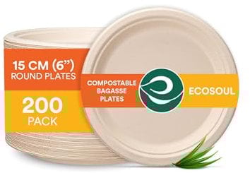 ECO Soul 6 Inch Round Paper Plates [200-Pack]