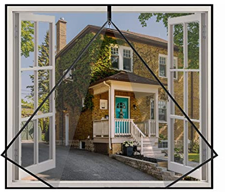 Eouyt Zanzariera per Finestra 130x180cm Rete Lavabile Tapparella Multifunzionale Nessuna Perforazione o avvitamento Richiesta Balcone, Nero