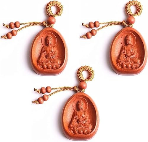 LUCKY BUDDHIST - Handgefertigter Buddha-Schlüsselanhänger, kleine Reise-Glücksbringer, buddhistische Geschenke – (3x Schlüsselanhänger)