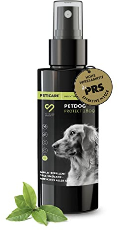 Peticare Anti-Insekten Spray für Hunde | gegen Stechmücken Bremsen Mücken Moskitos und weitere Zweiflügler | sofortige Wirkung | einzigartiges PRS® System für Lange Wirkung – petDog Protect 2809
