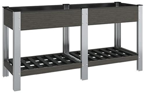 vidaXL Fioriera Rialzata Giardino con Ripiano Grigia 175x50x75 cm WPC
