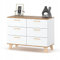 VBChome Kommode mit 6 Schubladen 100x40x75 cm Weiß Griffe Schubladenkommode Holz Mehrzweckschrank für Flur Schlafzimmer Wohnzimmer Kinderzimmer Einfache Montage