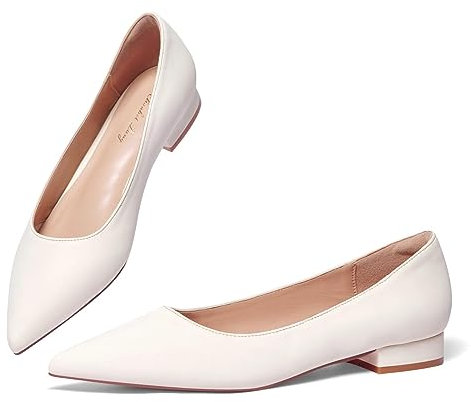 Zhabtuc Bailarinas Mujer Zapatos Planos con Punta Elegantes Zapatos Slip-on Bailarinas Clásicas con Punta Cerrada Ballet Flats Blanco 36EU