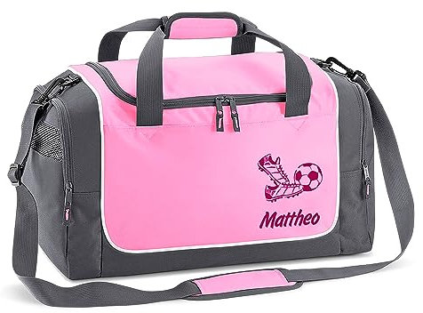 Sporttasche mit Name | Fußballschuhe ROSA personalisierbar individuell Bedruckt Geschenk für Kinder & Erwachsene kleine Reisetasche Schulsport Geschenk Schulanfang Schulkind