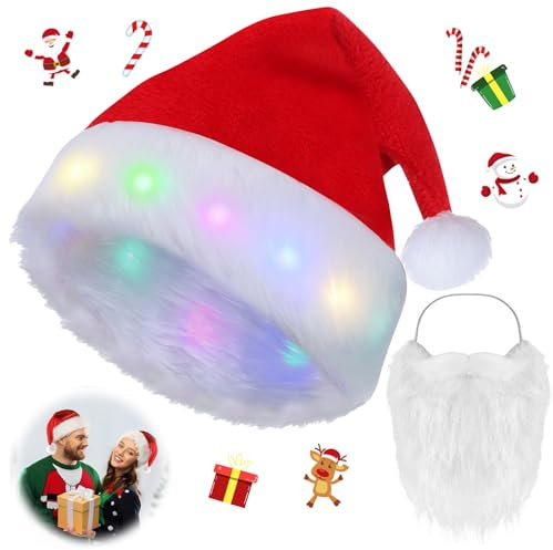 Nikolausmütze Rot, Weihnachtsmütze Erwachsene, Plüsche Weihnachtsmann Mütze, Santa Weihnachtsmann Weihnachtsmütze, Kuschelweich Plüsch Weihnachtsmützen für Neujahr Festliche Weihnachtsfeier (B)