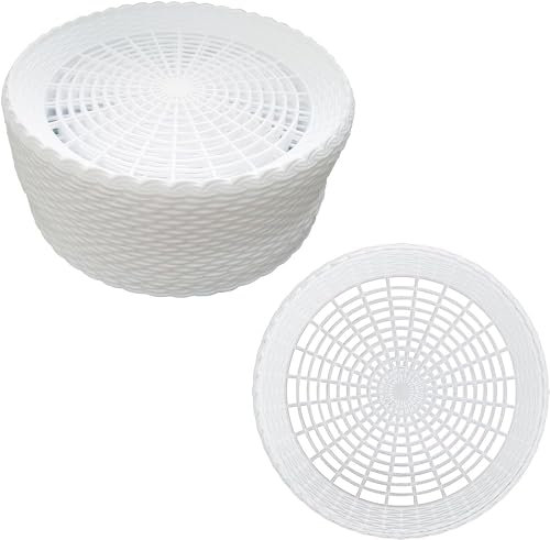 Young Wolf 24Pcs Heavy Duty Plastic Paper Plate Holders Woven Paper Plate Holder for Kitchen Outdoor Picnic (White)