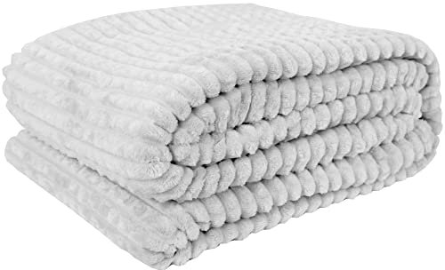 Bestlivings Kuscheldecke XL (130x170 cm) - Hellgrau - Flauschdecke Microfaser-Decke - Jacquard, große weiche Wohn-Decke zum kuscheln