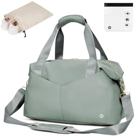 Ceneda Für Ryanair Airlines 40 x 20 x 25 cm Kabinentasche, Reisetasche, Untersitz-Handgepäck mit TSA-zugelassener Quart-Tasche und Schuhtasche, Wochenendtasche für Damen und Herren, Seladongrün